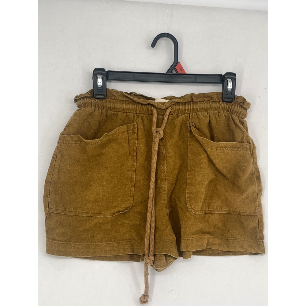 Universal Thread Linen Blend Paperbag Waist Shorts Brown Pockets Small